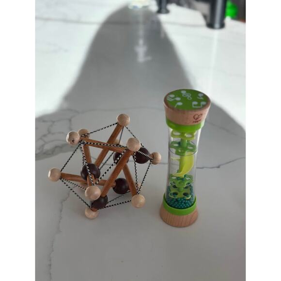 Manhattan Skwish Natural Wooden Baby Toy and Hape Beaded Raindrops - Picture 1 of 5